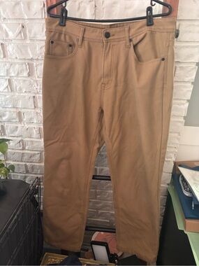 CAT Caterpillar Fleece Lined Work Pants Mens 34x30 Tan Canvas Insulated
